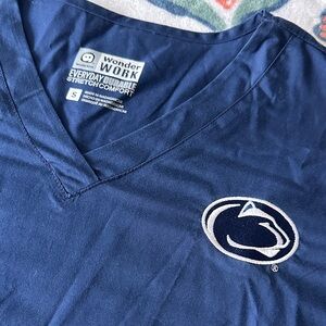 WonderWink Navy V-Neck Scrub Top with Logo